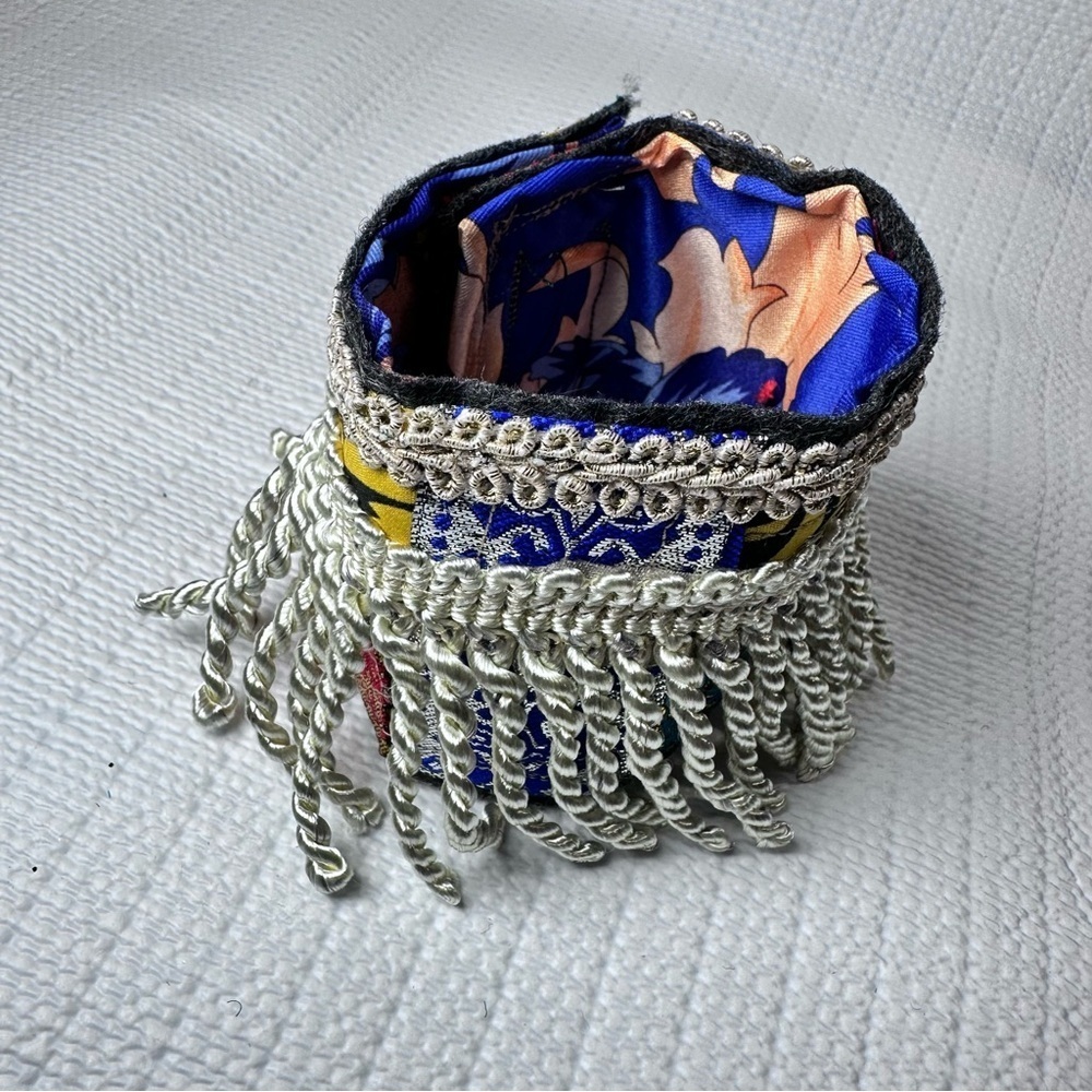 RUBYRUDI Cuff Bracelet Handcrafted OOAK Fabric Embellished Artisan Wearable Art - Picture 4 of 15
